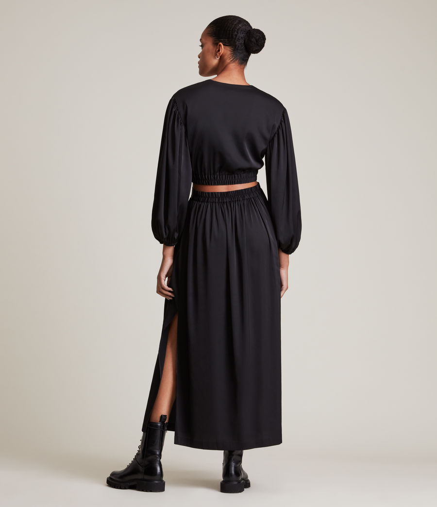 Womens Alia Satin Maxi Skirt (black) - Image 4