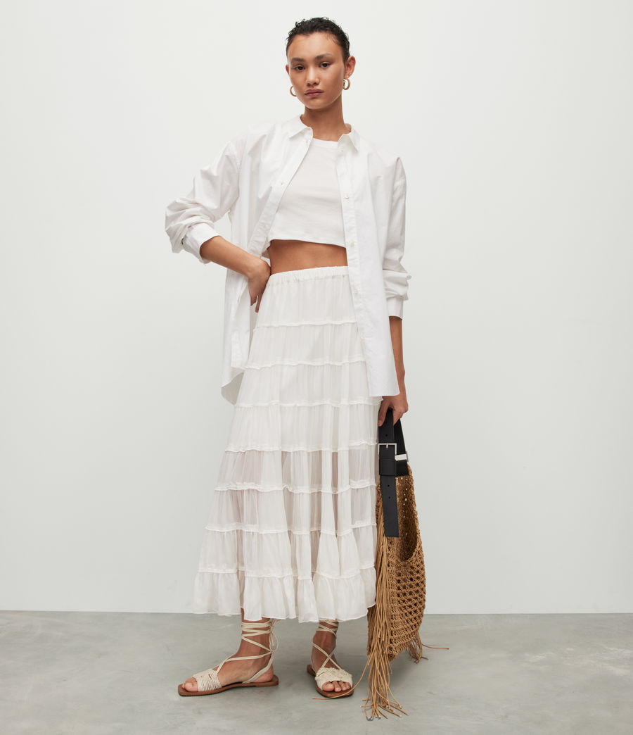 Damen Eva Maxi Tiered Skirt (chalk_white) - Image 1