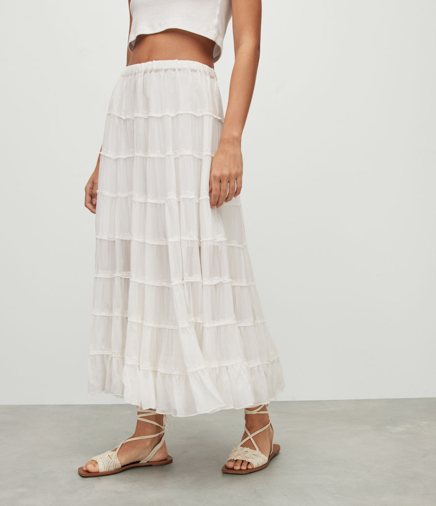 Womens Eva Maxi Tiered Skirt (chalk_white) - Image 2