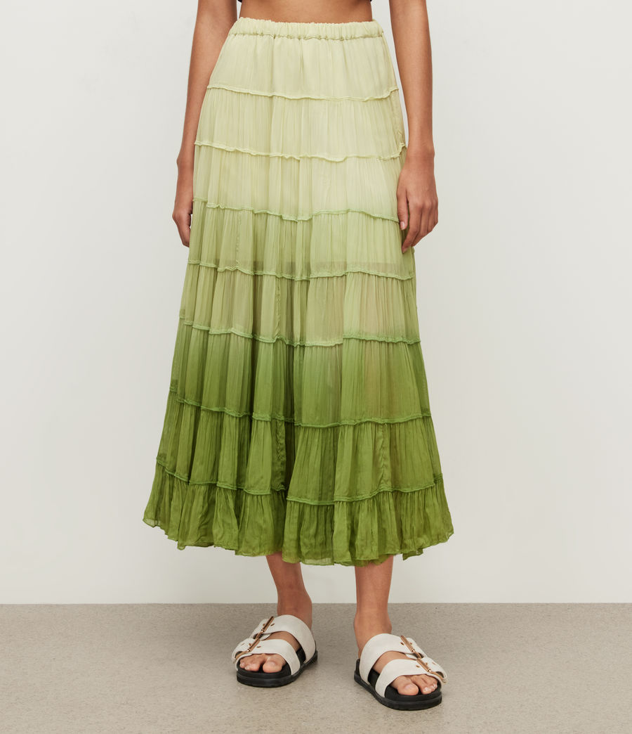 Damen Eva Ombre Maxi Tiered Skirt (lime_green) - Image 2