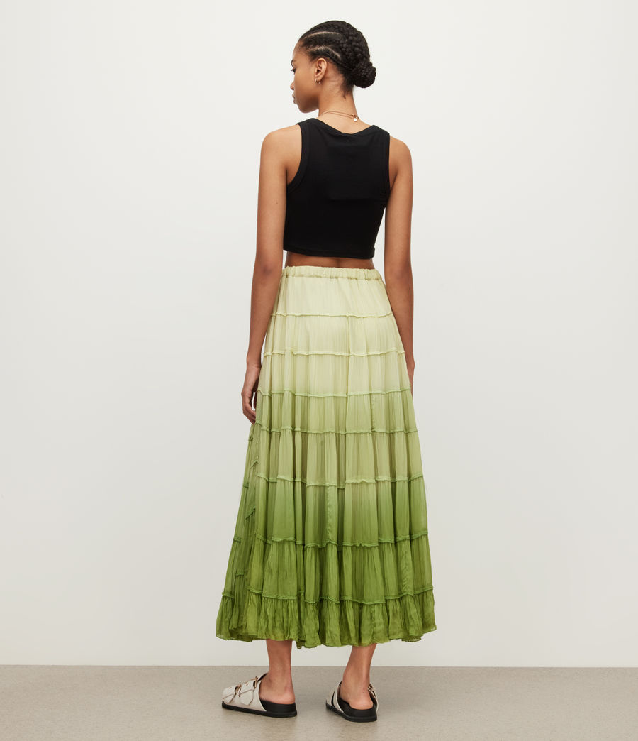 Women's Eva Ombre Maxi Tiered Skirt (lime_green) - Image 4