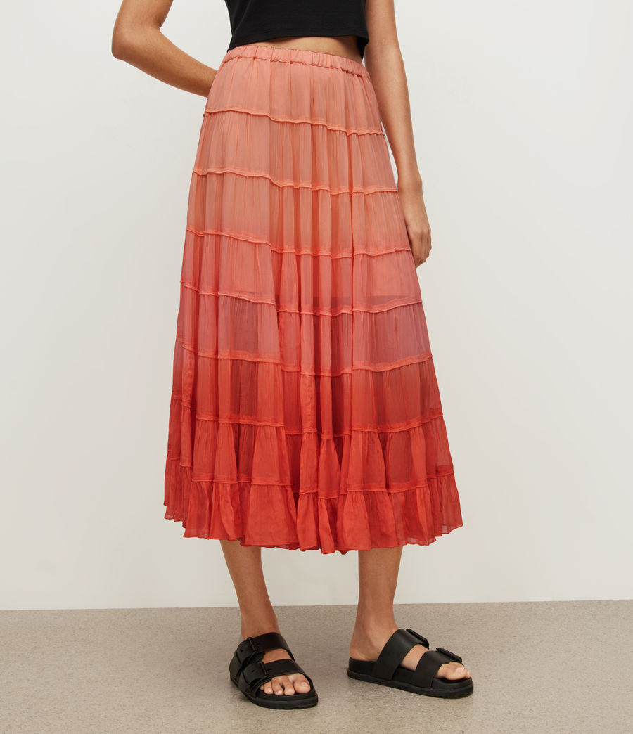 Womens Eva Ombre Maxi Tiered Skirt (sunburst_orange) - Image 2