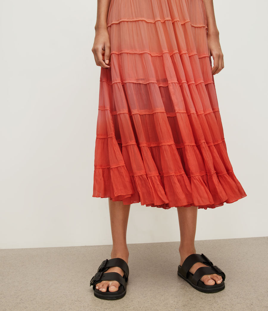 Women's Eva Ombre Maxi Tiered Skirt (sunburst_orange) - Image 5