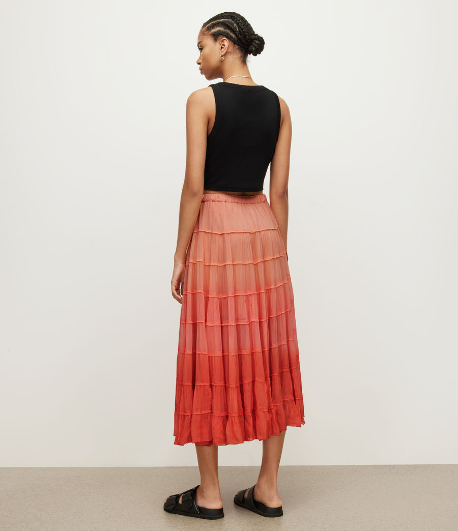 Womens Eva Ombre Maxi Tiered Skirt (sunburst_orange) - Image 6