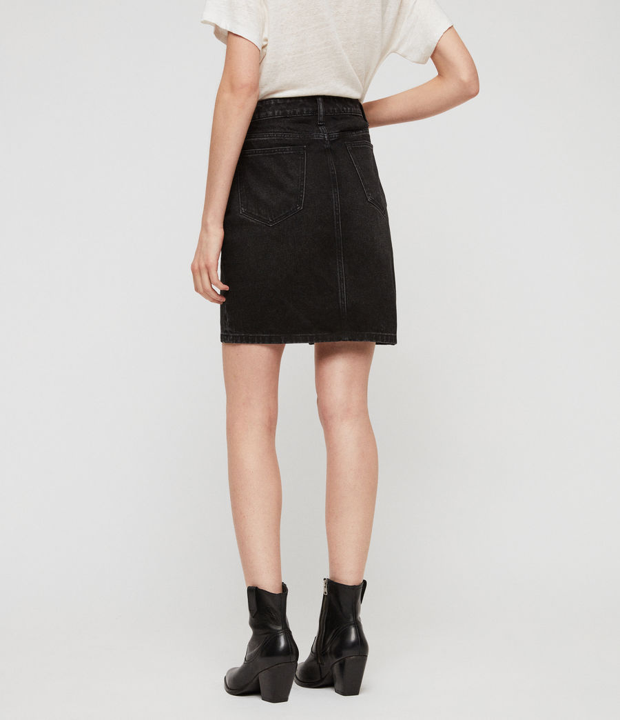 buy black denim skirt