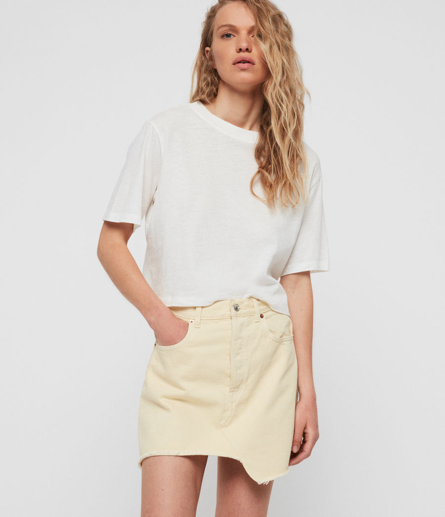 pale yellow denim skirt