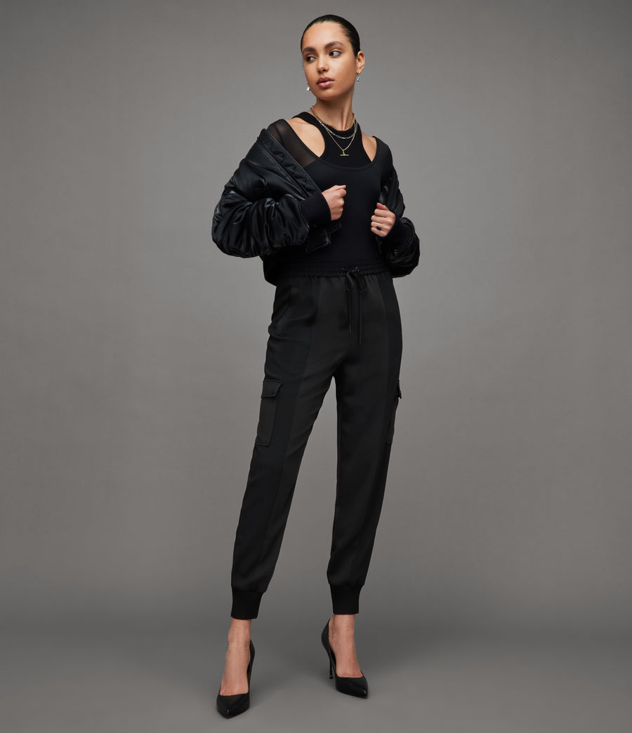 Femmes Pantalon Taille Haute Cargo Maddie (black) - Image 1