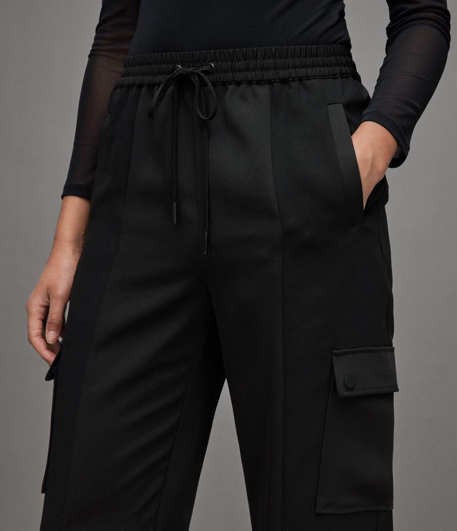 Femmes Pantalon Taille Haute Cargo Maddie (black) - Image 3