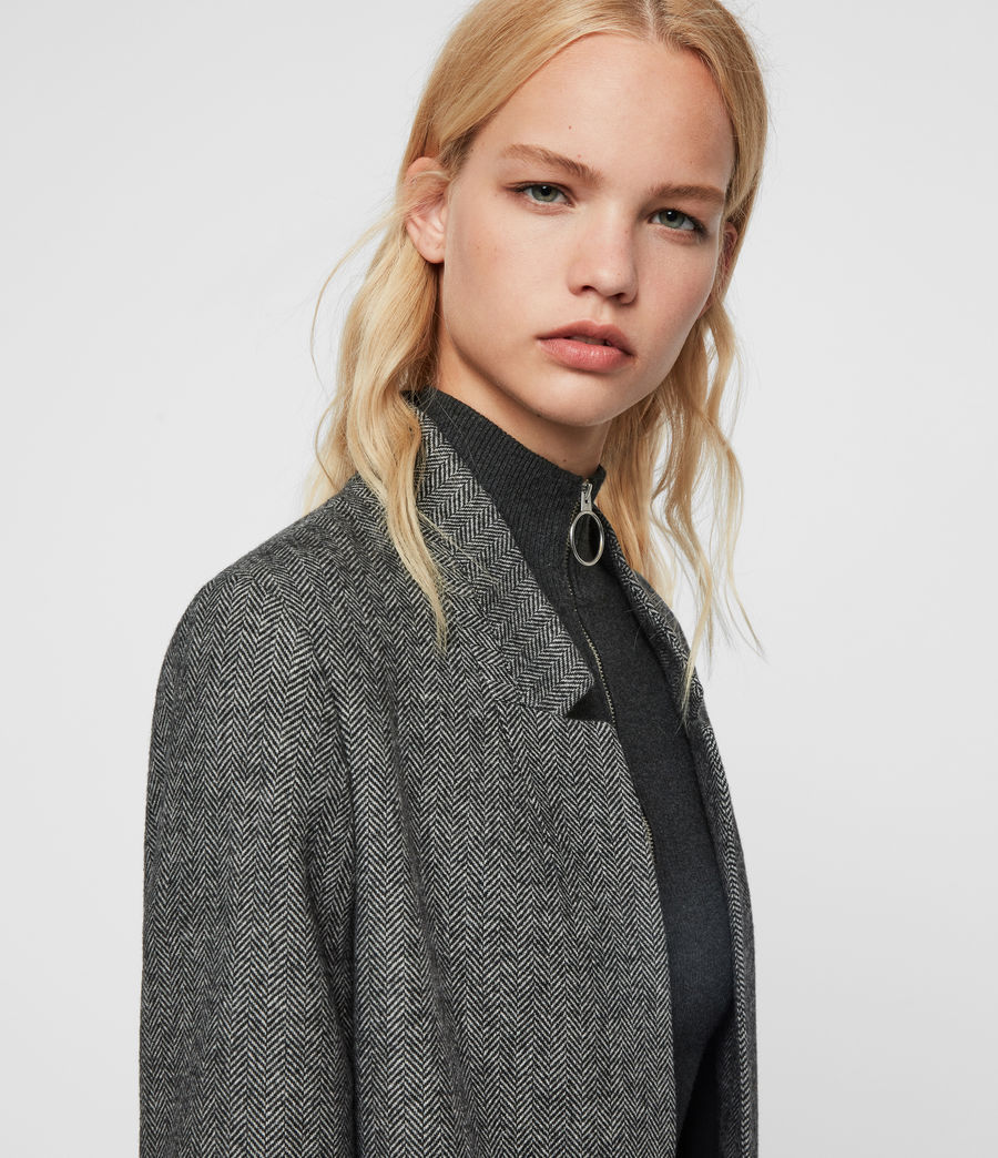 ALLSAINTS UK: Womens Aida Herringbone Blazer (black_white)