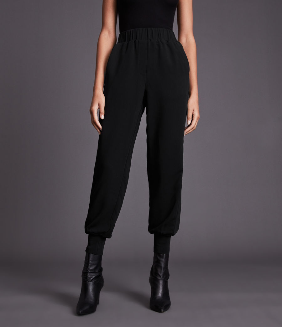 Womens Tia High-Rise Relaxed Trousers (black) - Image 2