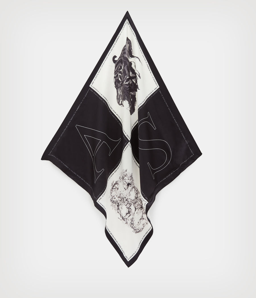 Women's AllSaints Silk Grid Bandana (black_white) - Image 2