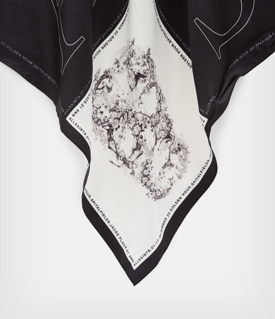 Women's AllSaints Silk Grid Bandana (black_white) - Image 3