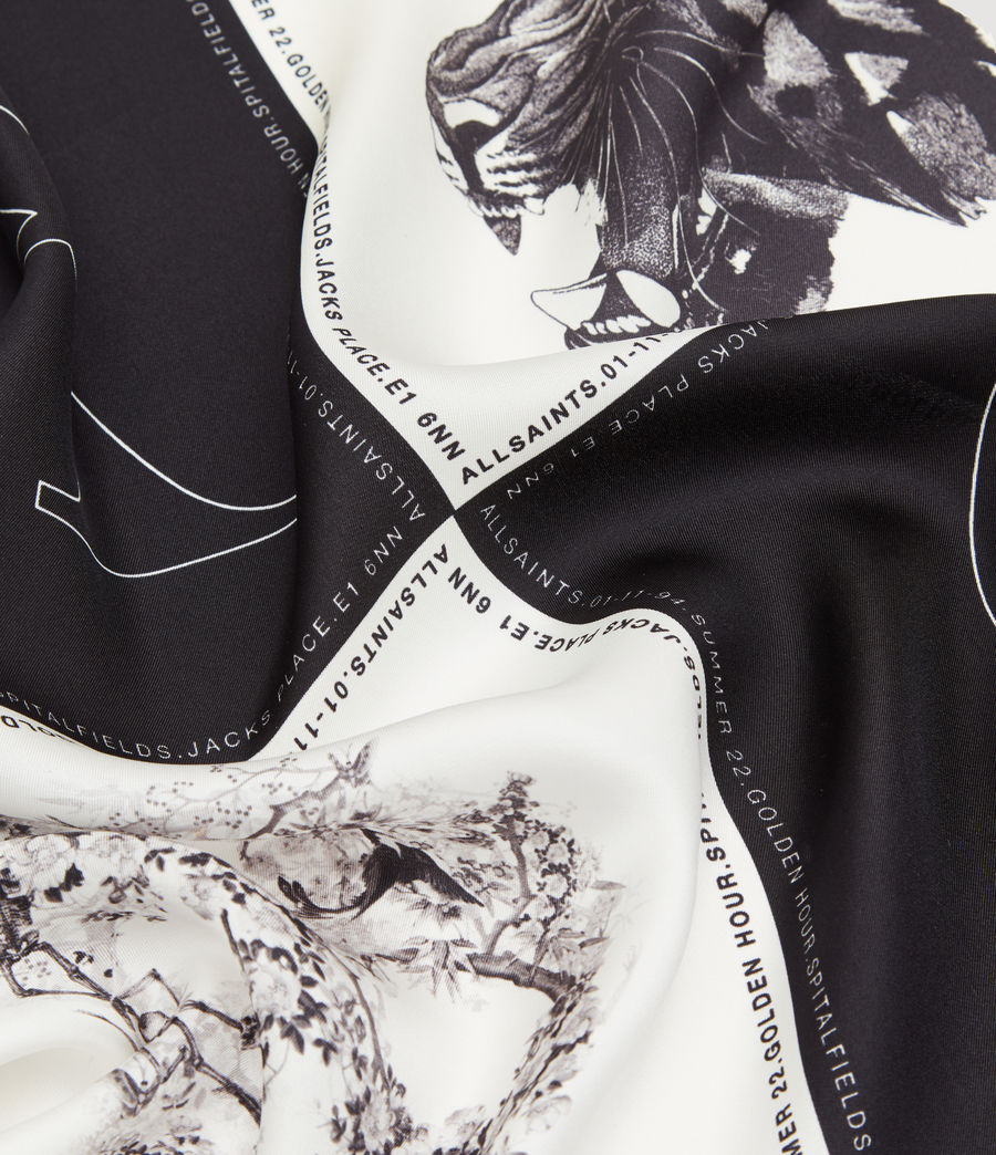 Women's AllSaints Silk Grid Bandana (black_white) - Image 4