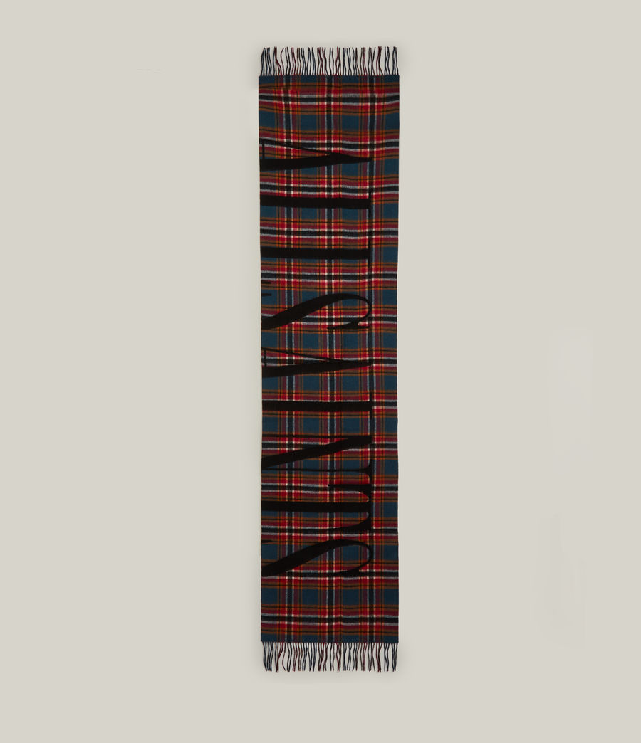 Womens Esther Check Wool Scarf (black__red) - Image 6