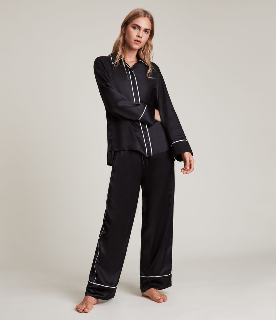 Womens Sofi Silk Blend Pyjama Pants (black) - Image 5
