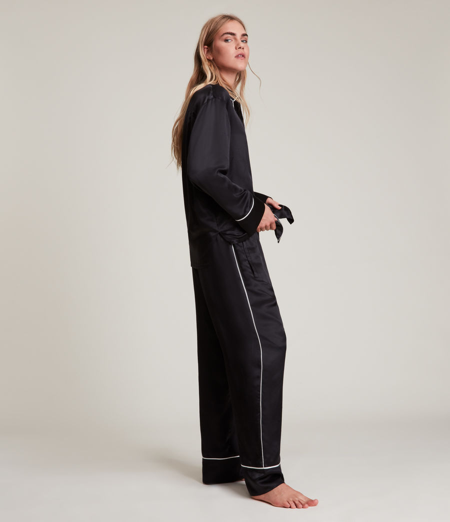 Womens Sofi Silk Blend Pyjama Pants (black) - Image 6