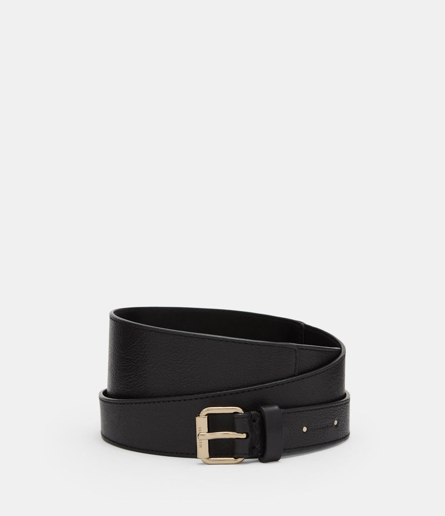 Womens Ally Eyelet Leather Waist Belt (black_warm_brass) - Image 5