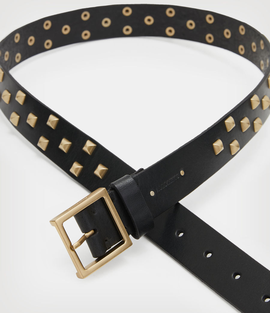 Women's Sonia Studded Leather Belt (black_warm_brass) - Image 3