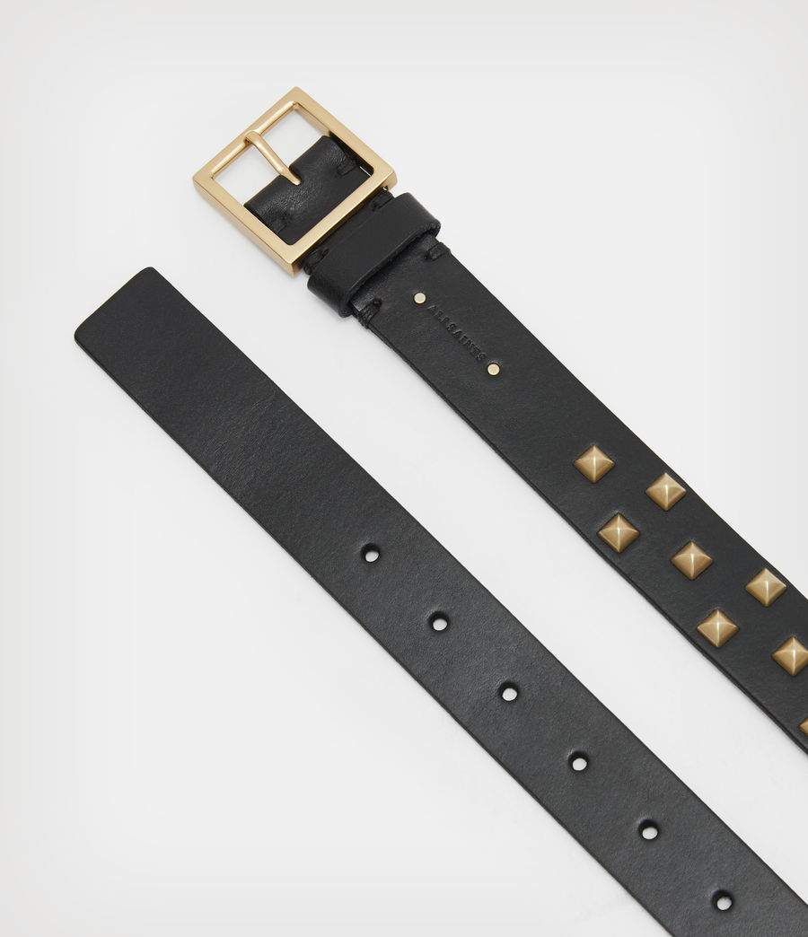 Damen Sonia Studded Leather Belt (black_warm_brass) - Image 4