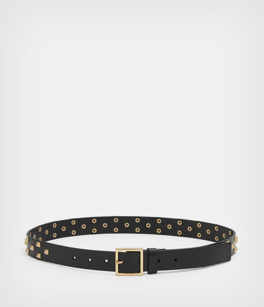 Damen Sonia Studded Leather Belt (black_warm_brass) - Image 5