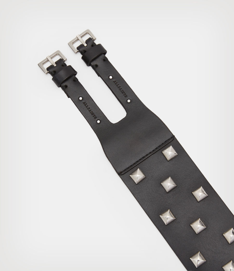 Women's Sonia Stud Wide Leather Belt (black_silver) - Image 3