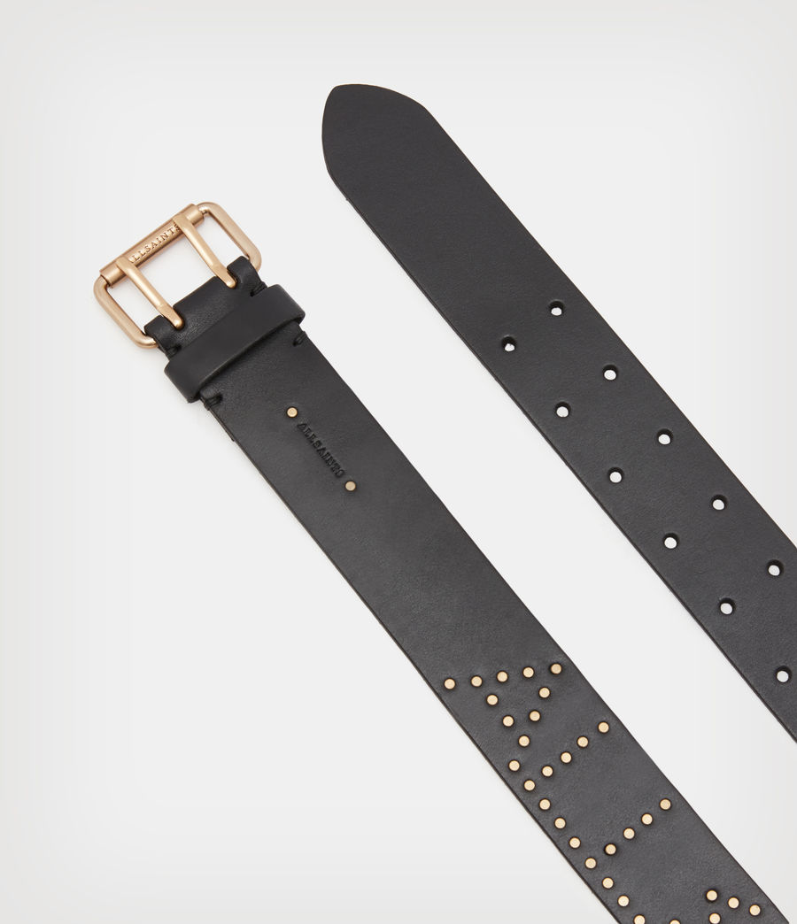 Damen Remi AllSaints Leather Belt (black_warm_brass) - Image 2