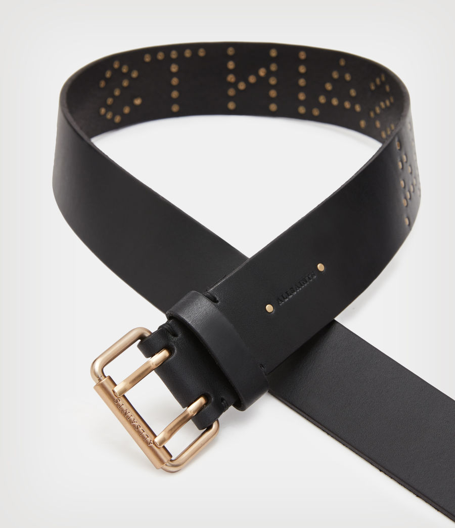 Damen Remi AllSaints Leather Belt (black_warm_brass) - Image 3