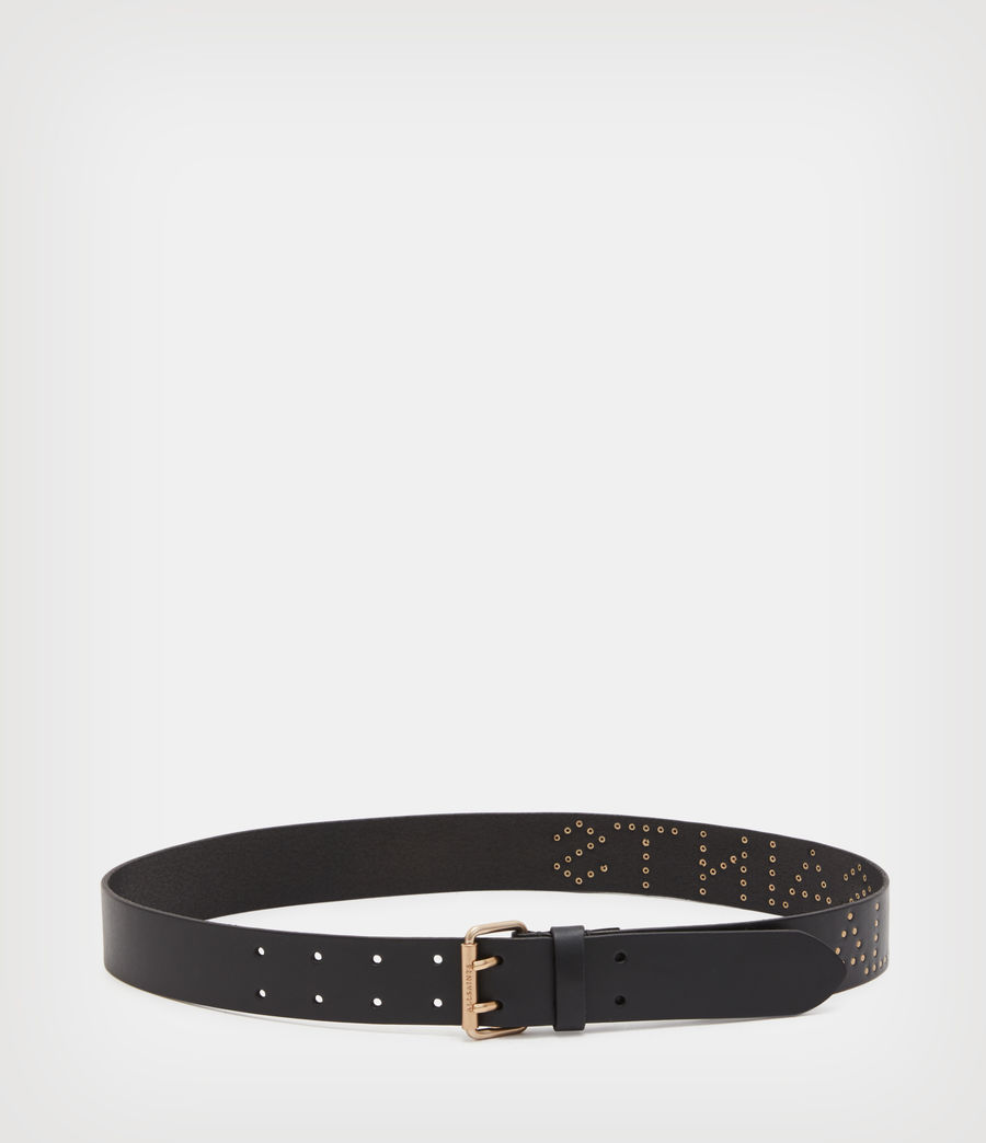 Damen Remi AllSaints Leather Belt (black_warm_brass) - Image 4