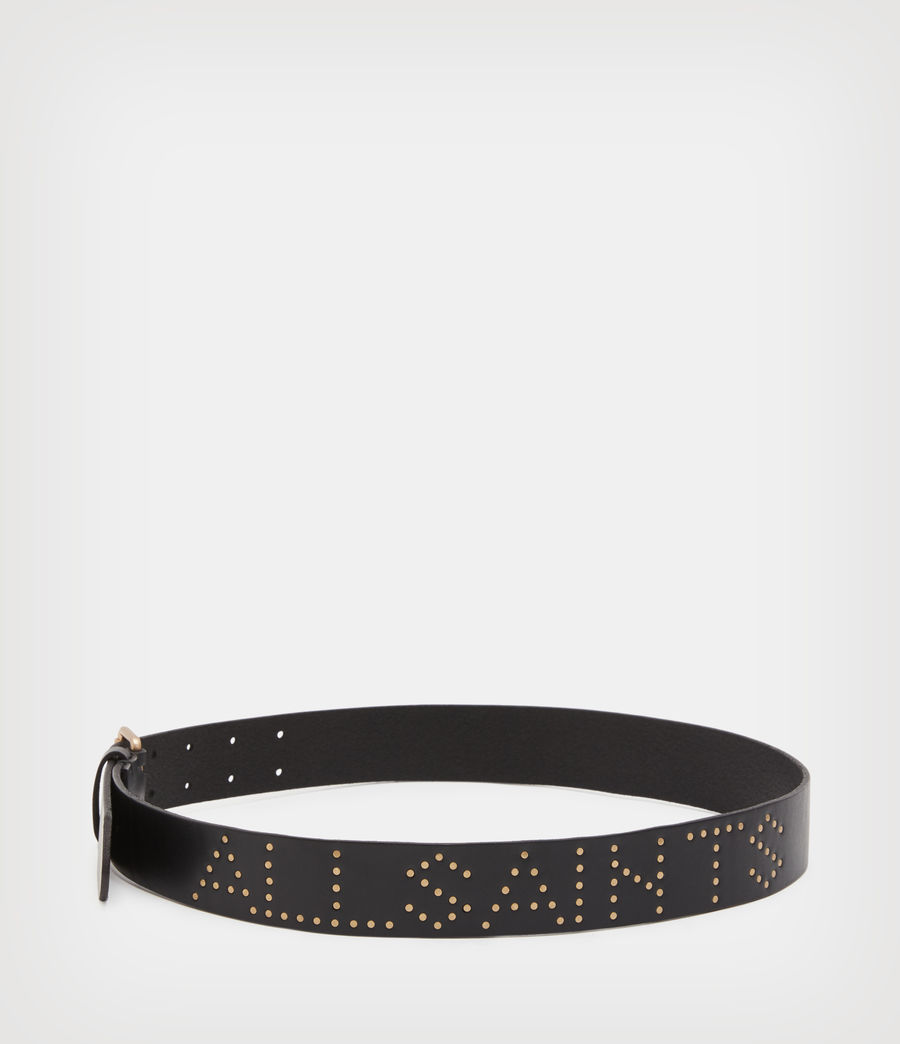 Damen Remi AllSaints Leather Belt (black_warm_brass) - Image 5