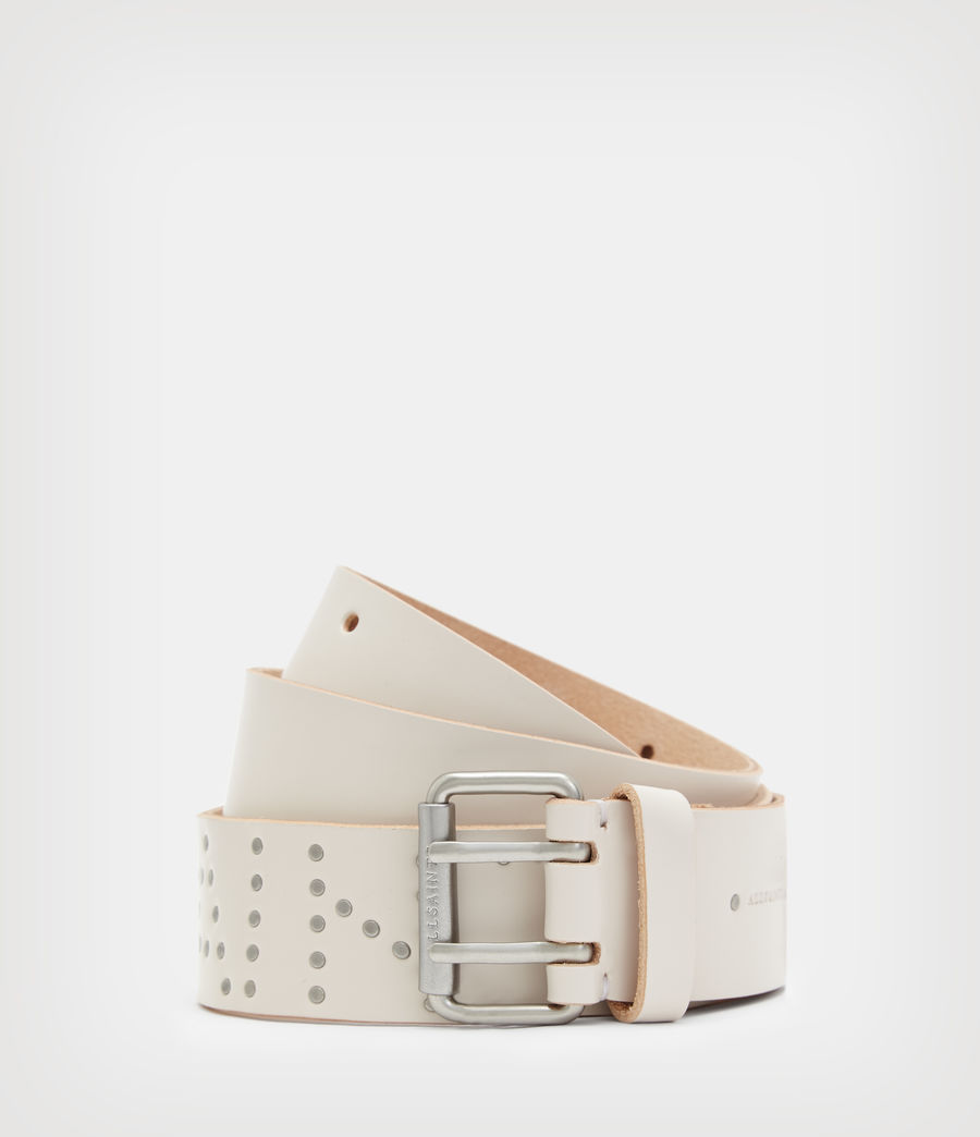 ladies cream leather belt