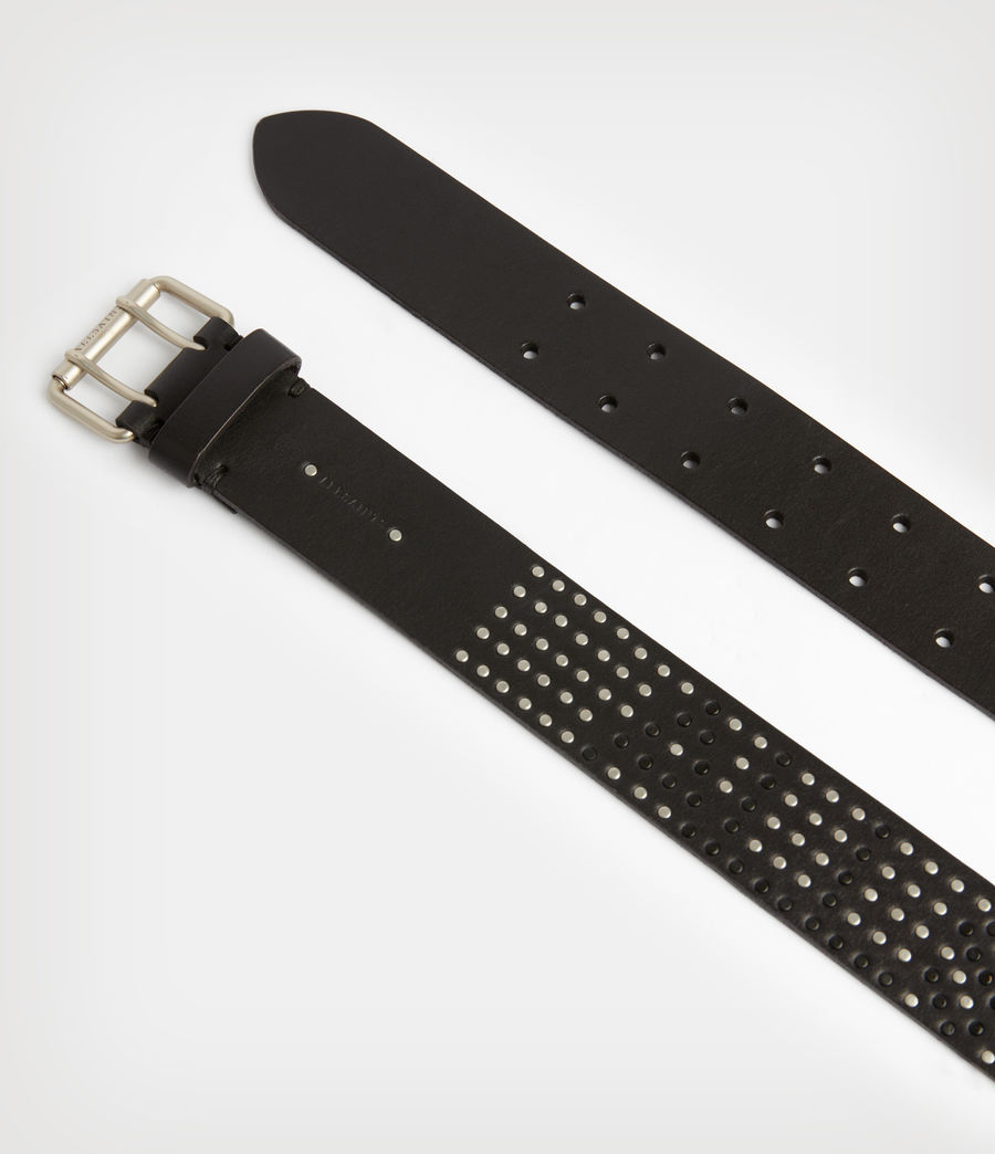 Damen Rhonda AllSaints Leather Studded Belt (black) - Image 3