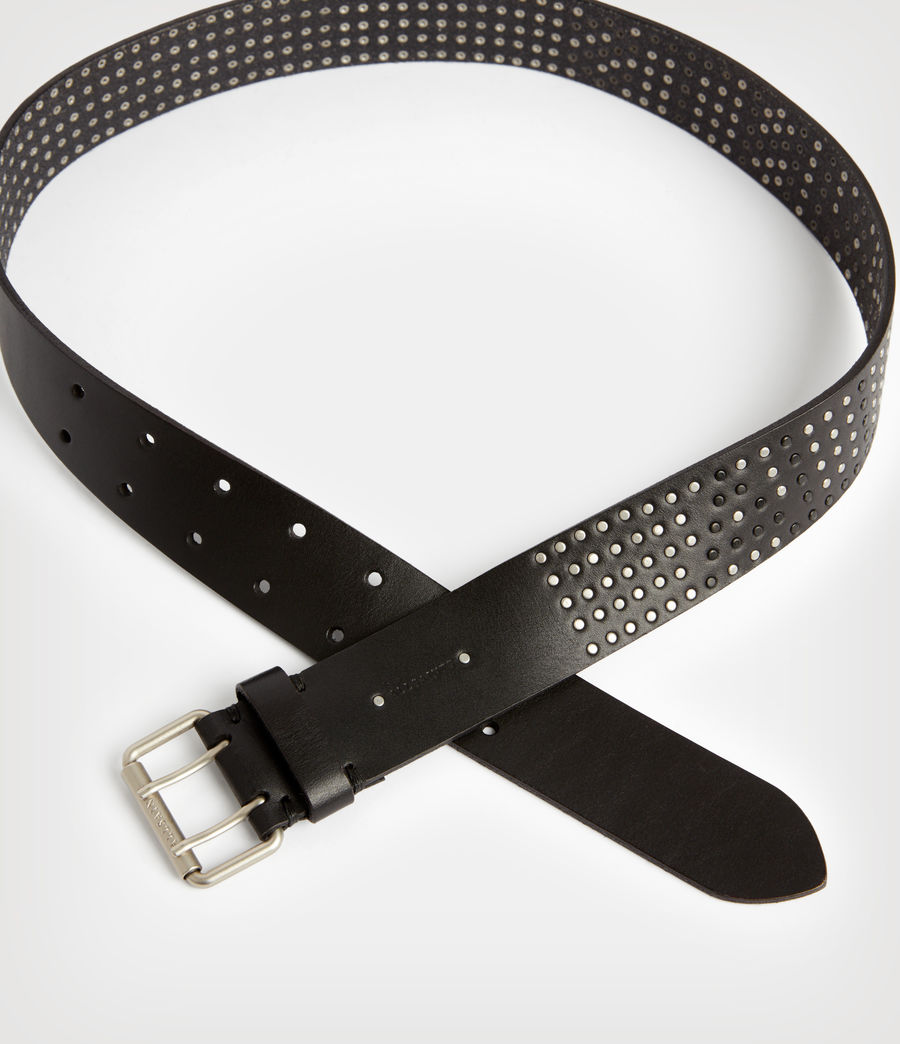 Damen Rhonda AllSaints Leather Studded Belt (black) - Image 4