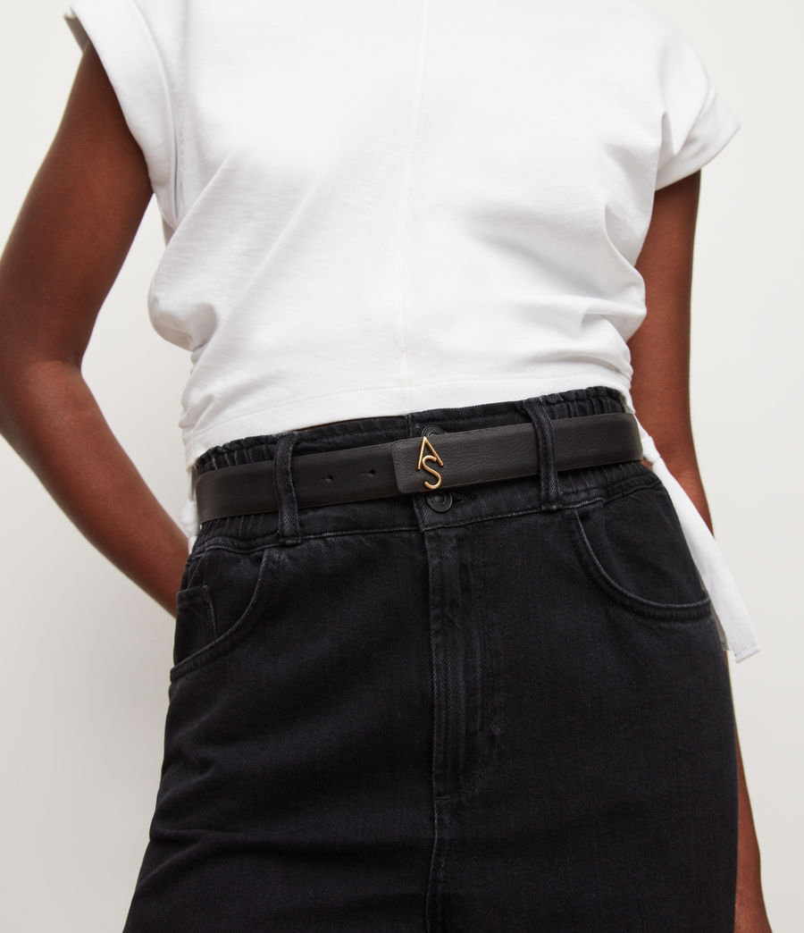 Womens Lila AllSaints Leather Belt (black) - Image 1