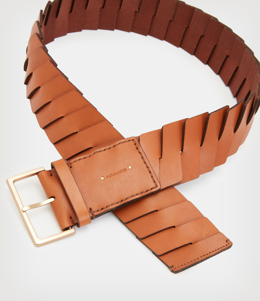 Women's Weslie Leather Wide Belt (cognac) - Image 3