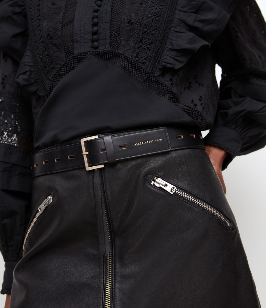 Womens Tessa Leather Belt (black) - Image 1