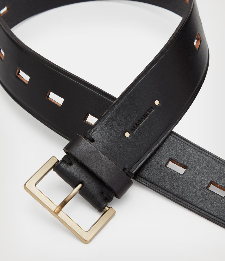 Womens Tessa Leather Belt (black) - Image 4
