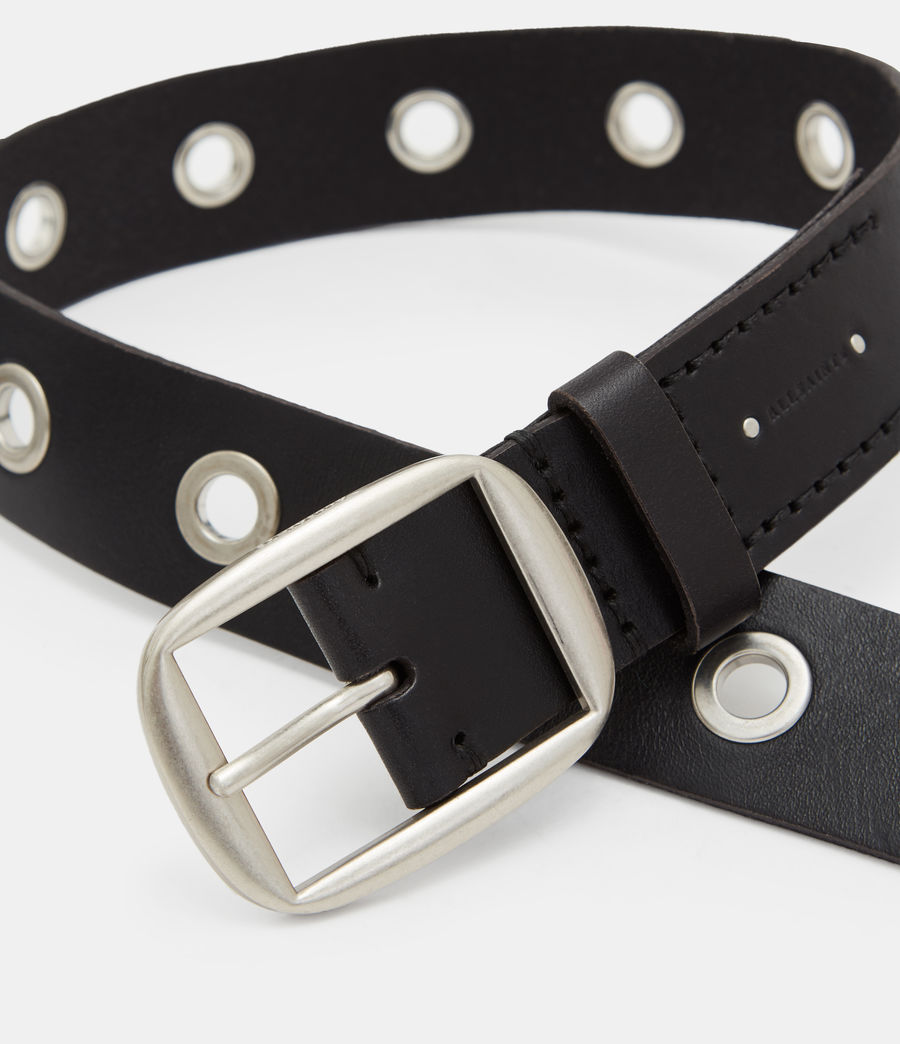 Womens Cora Eyelet Leather Belt (black) - Image 4