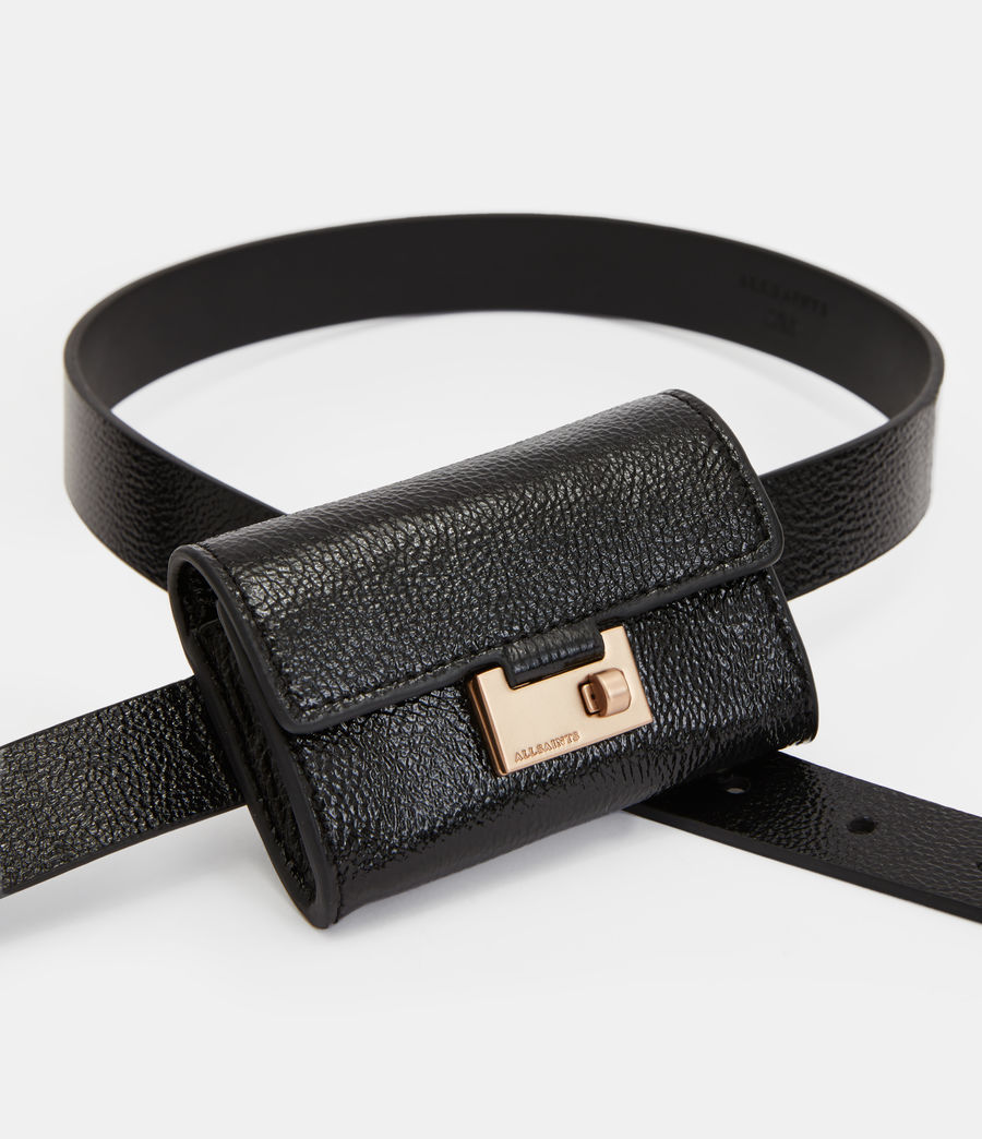 Women's Portia Leather Mini Bag Belt (black_warm_brass) - Image 2