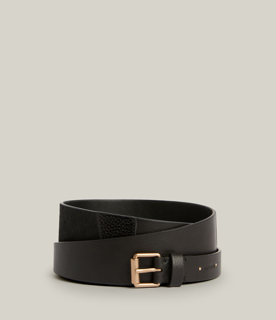 Womens Arell Patchwork Leather Belt (black_warm_brass) - Image 1
