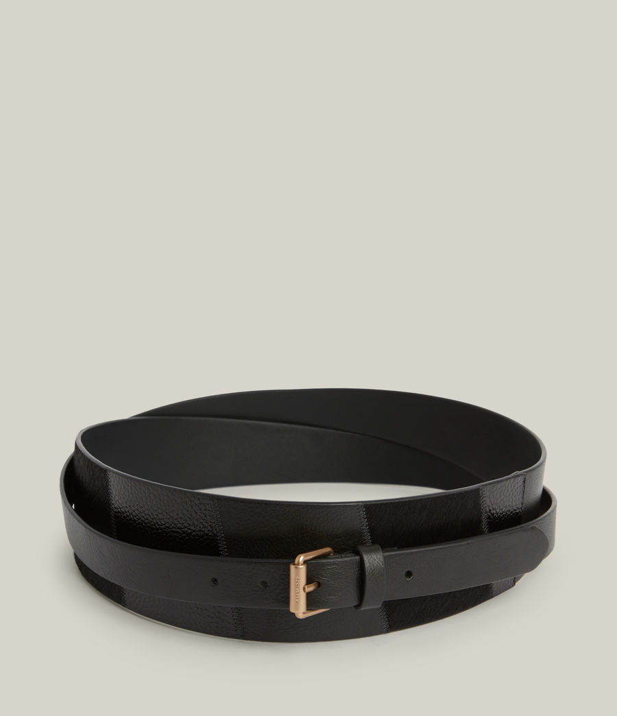 Womens Arell Patchwork Leather Belt (black_warm_brass) - Image 5
