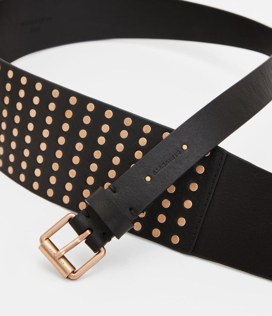 Femmes Aja Leather Studded Belt (black_warm_brass) - Image 3