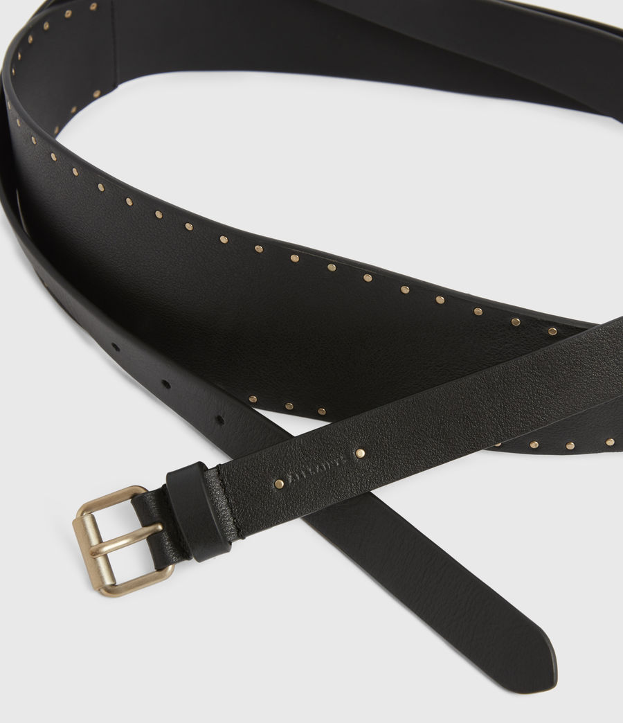 Womens Alcor Wide Leather Belt (black_gold) - Image 3