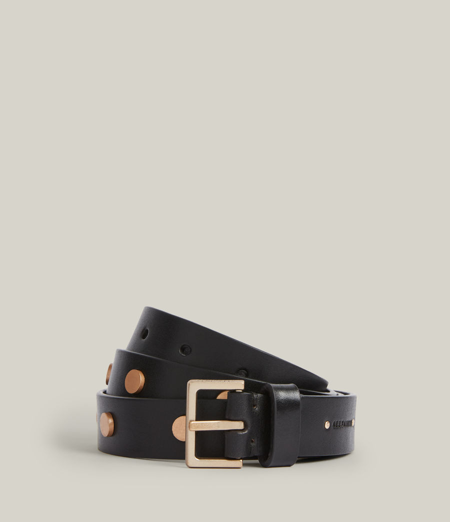 Womens Serena Leather Belt (black_warm_brass) - Image 1