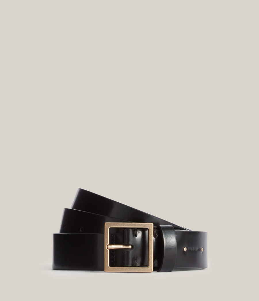 Women's Mila Leather Belt (black_warm_brass) - Image 1
