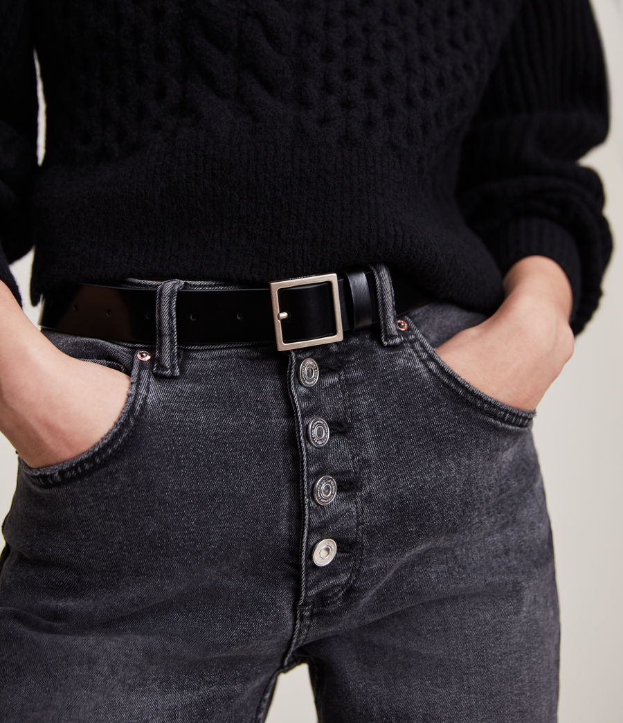 Women's Mila Leather Belt (black_warm_brass) - Image 2