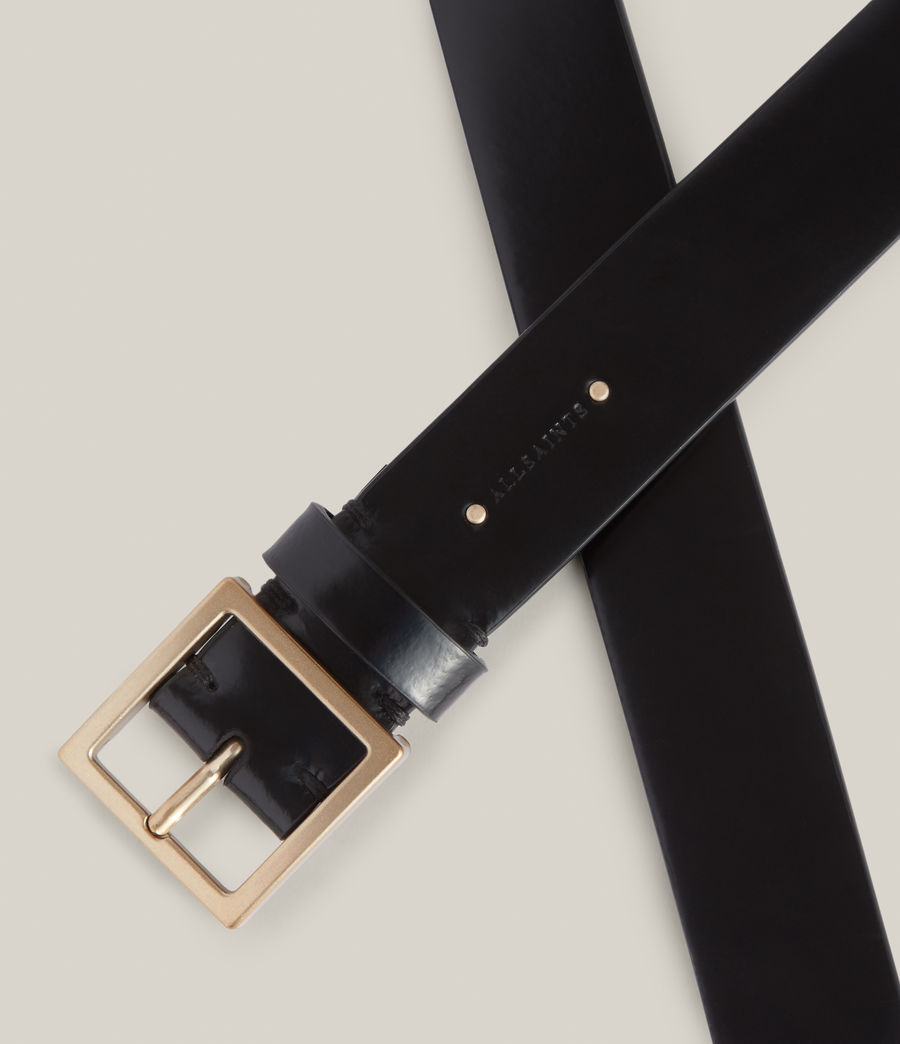 Women's Mila Leather Belt (black_warm_brass) - Image 4