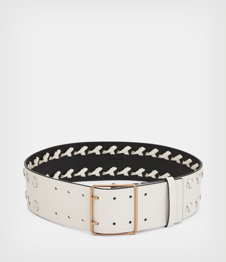Women's Julia Leather Knotted Wide Belt (shell_white) - Image 5