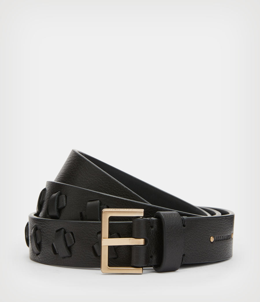 Damen Julia Leather Knotted Belt (black_warm_brass) - Image 1