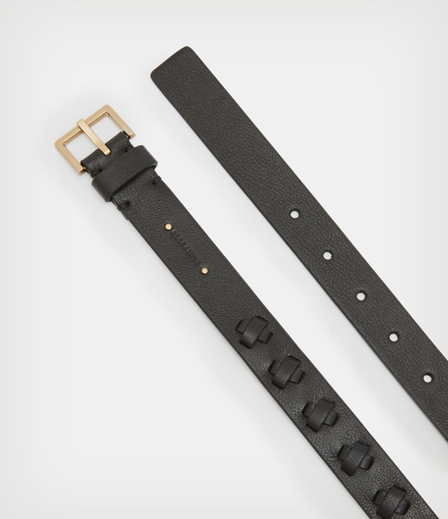 Damen Julia Leather Knotted Belt (black_warm_brass) - Image 3