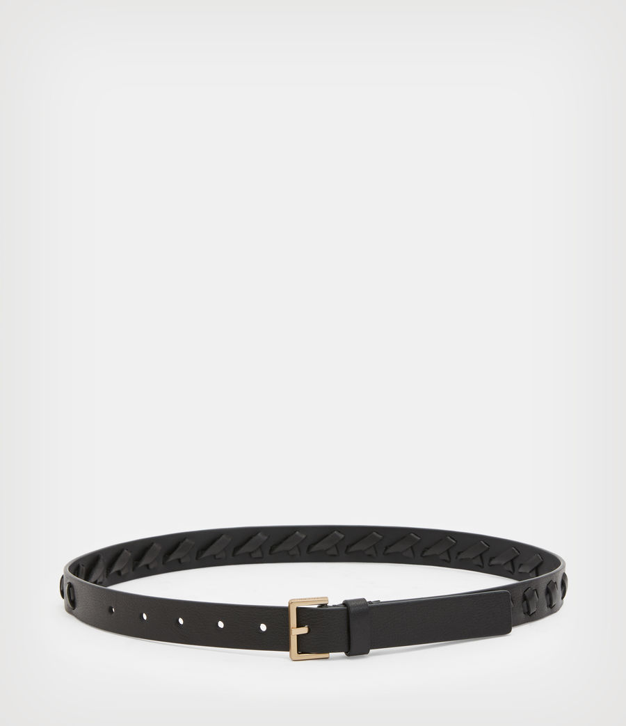 Women's Julia Leather Knotted Belt (black_warm_brass) - Image 4